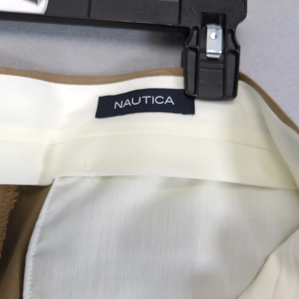 Nautica 100% Silk Tan Dress Pants Mens 36x32 Pleated Cuffed Quiet Luxury Resort - Picture 7 of 8